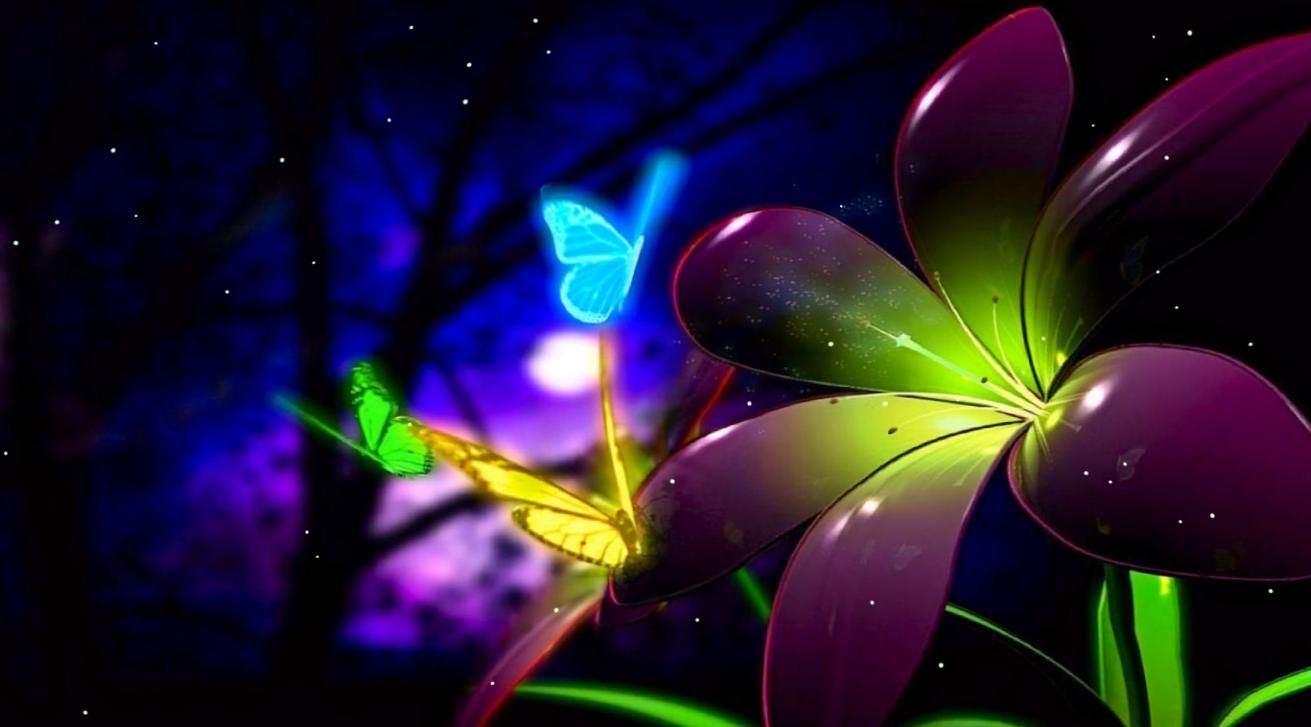 Farfalla blu su fiore luminoso, 1311x727 720p, iMac