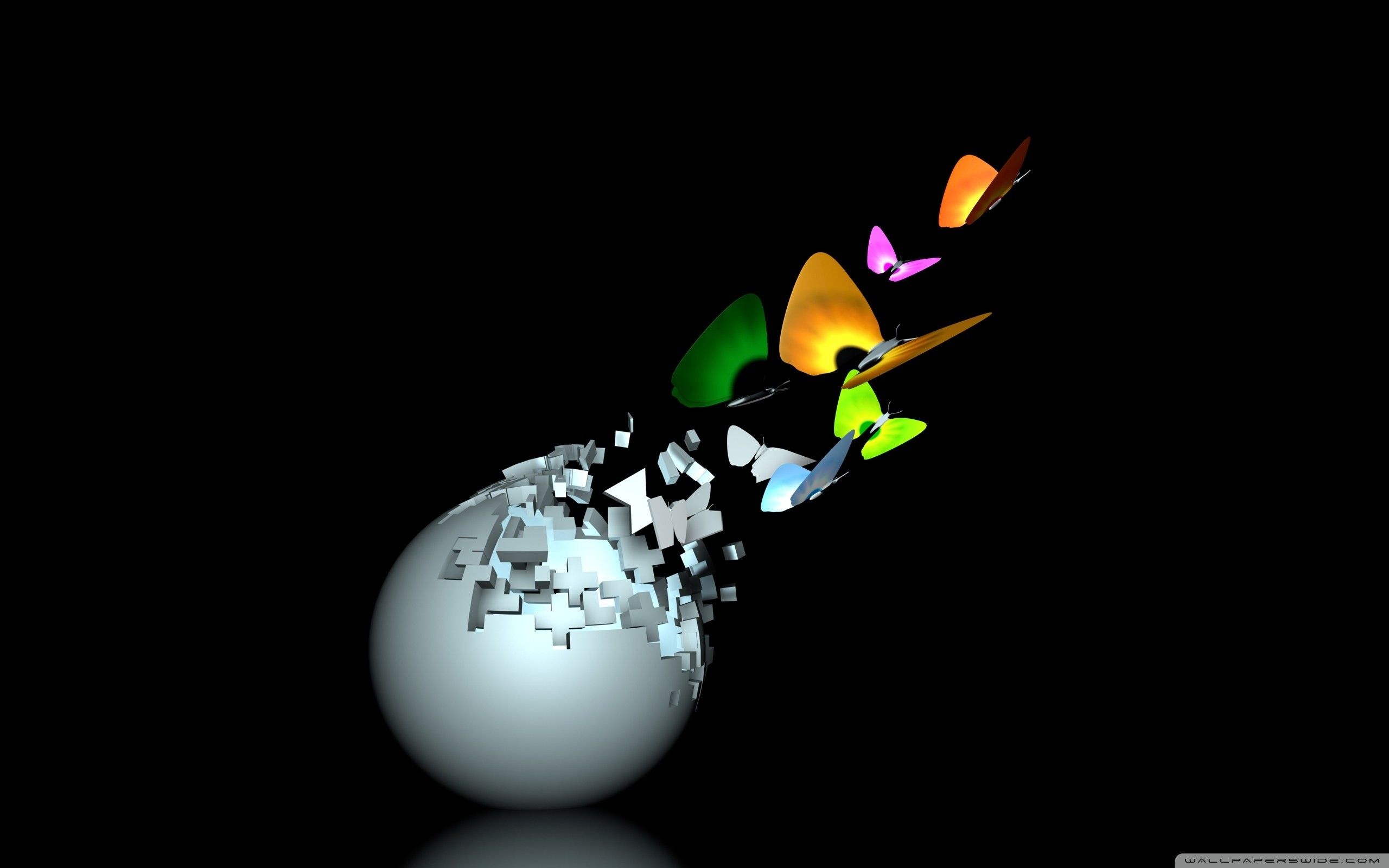 Farfalle colorate da sfera 3D, 2560x1600 2K, PC