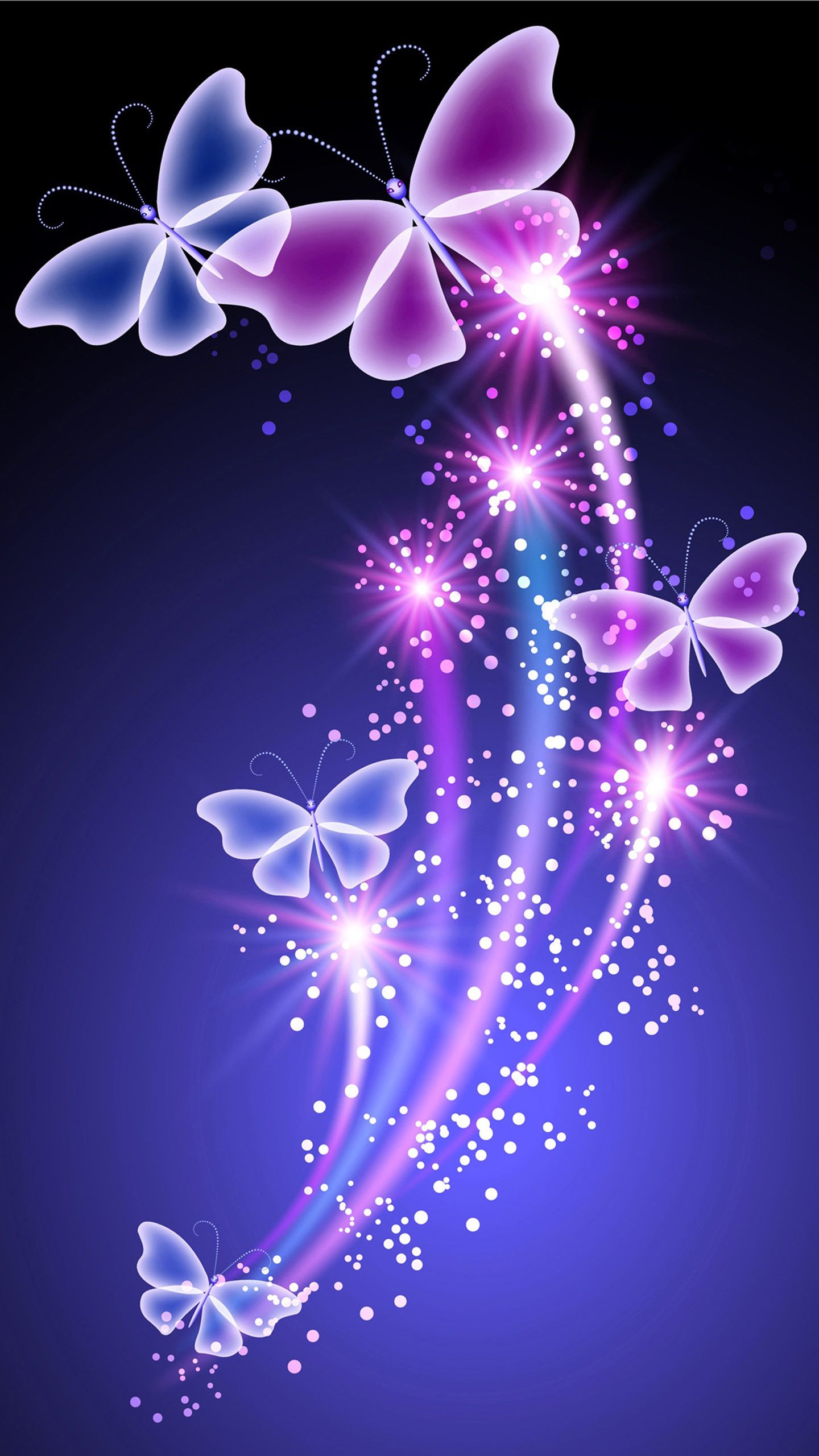 Farfalle luminose viola e rosa, 1440x2560 Full HD Verticale, Smartphone