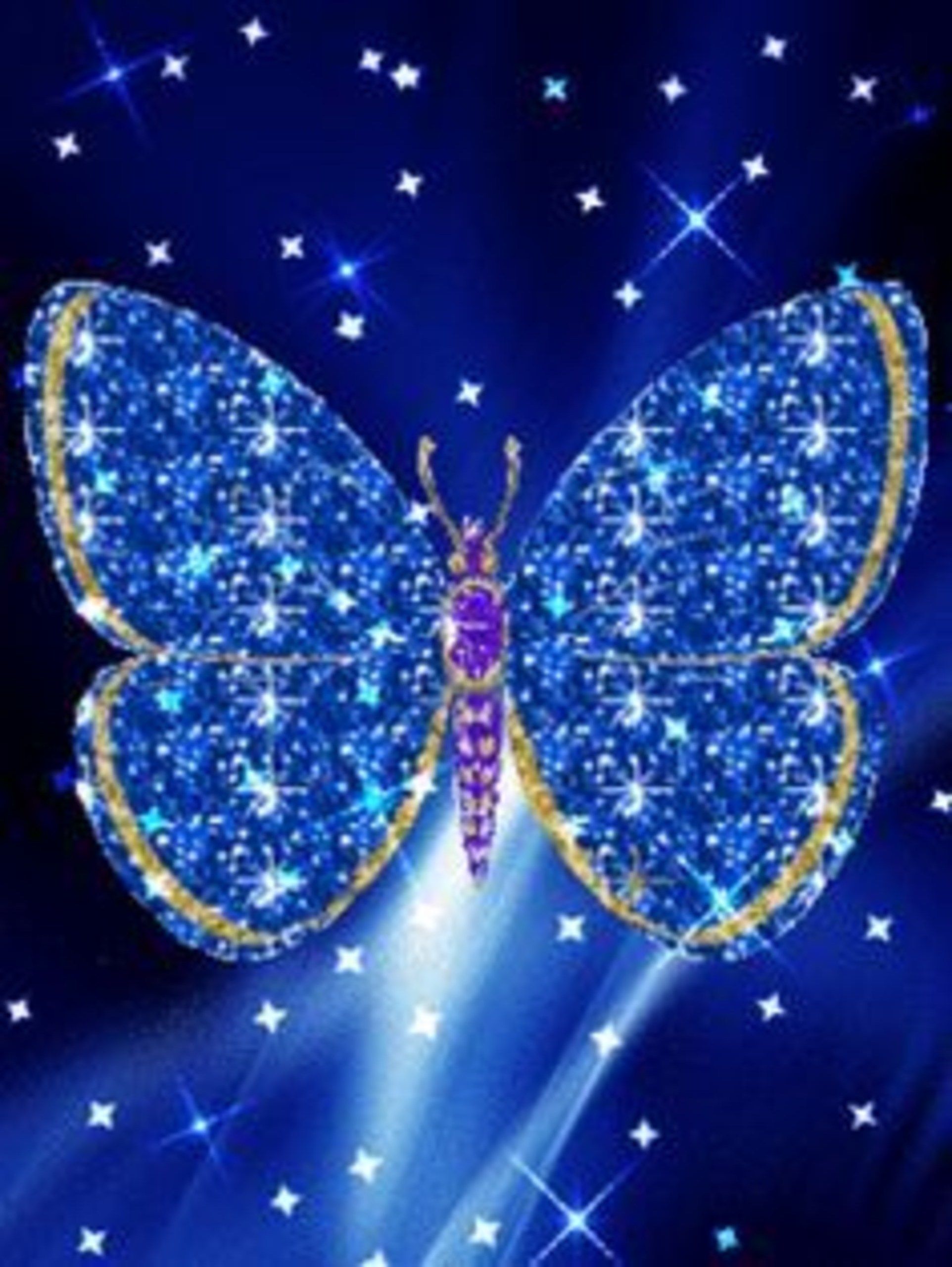 Farfalla blu scintillante stelle, 1924x2560 Full HD Verticale, iPhone