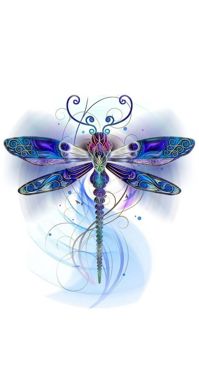 Libellula viola decorativa, 672x1280 Full HD Verticale, iPhone