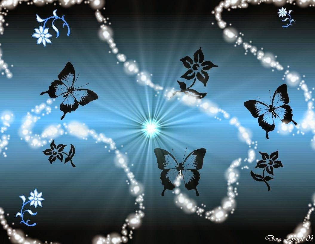 Farfalle nere su sfondo blu, 1055x815 HD, Desktop