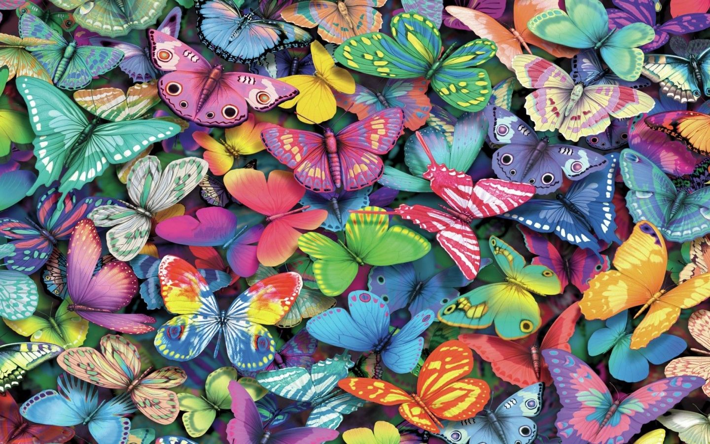Farfalle colorate a mosaico, 1440x900 720p, PC