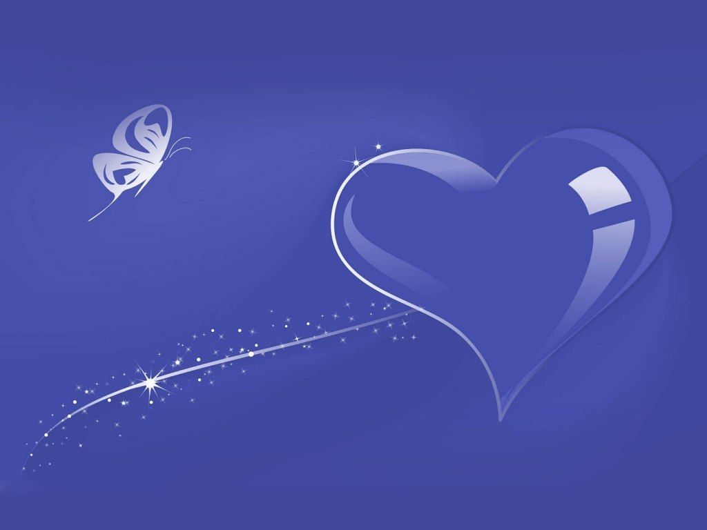 Farfalla e cuore blu, 1024x768 HD, PC Desktop