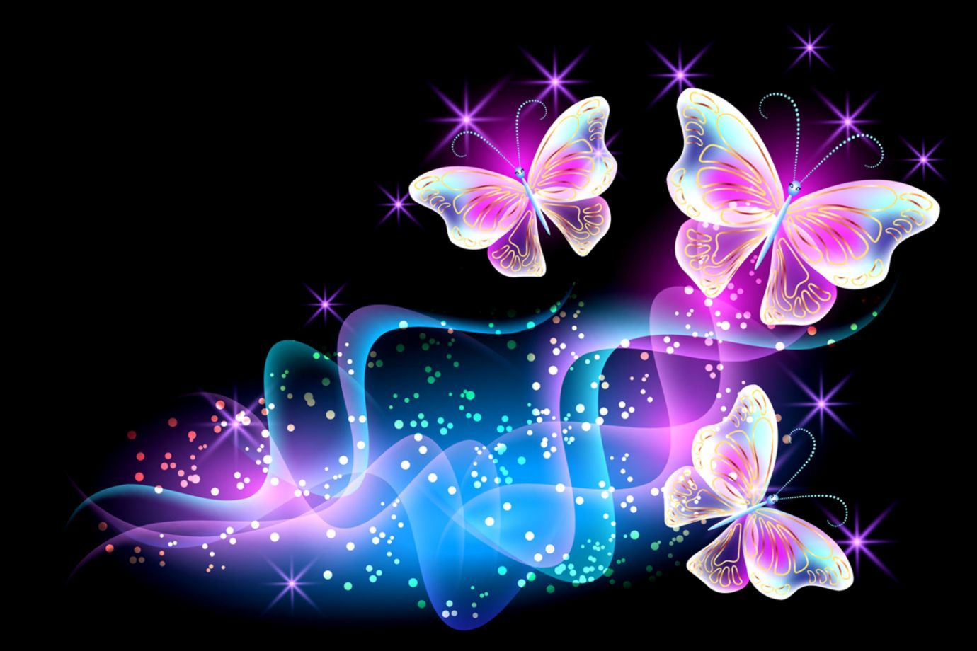 Farfalle neon colorate luminose, 1380x920 720p, Acer Nitro