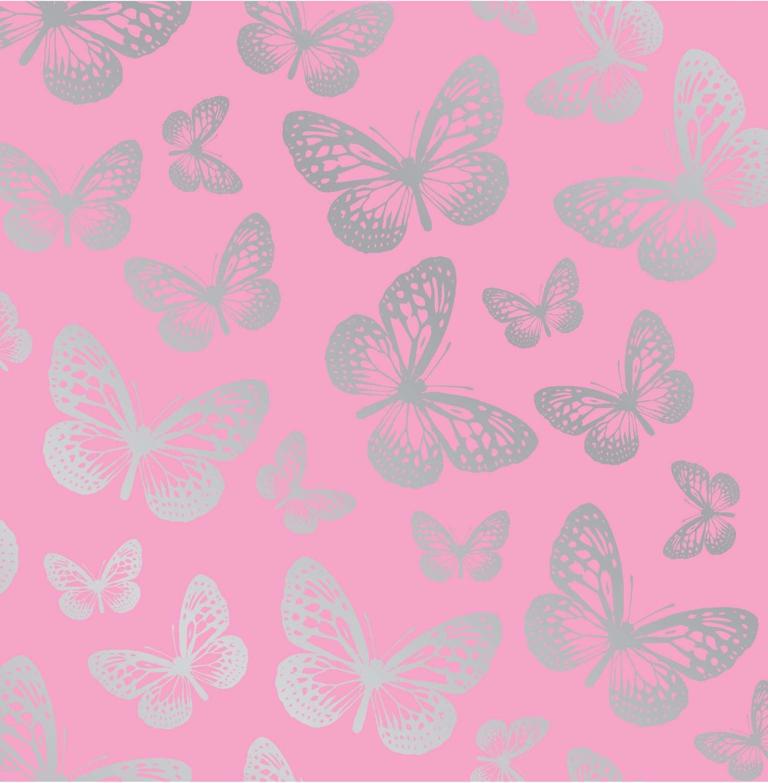 Farfalle argento su rosa, 1535x1565 Verticale, Mobile