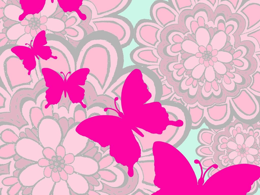 Farfalle rosa e fiori, 1024x768 HD, Desktop
