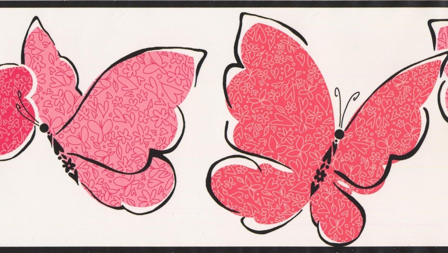 Farfalle rosa disegnate bordo, 1487x840 HD, Desktop