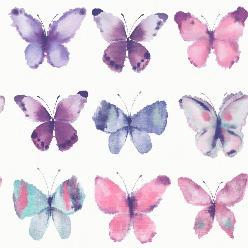Farfalle acquerello viola rosa, 1000x1000 HD, Desktop