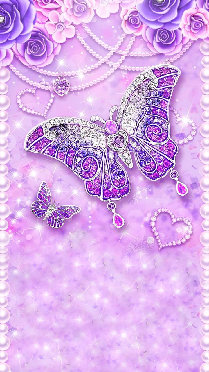 Farfalle gioiello viola con perle, 720x1280 Full HD Verticale, iPhone