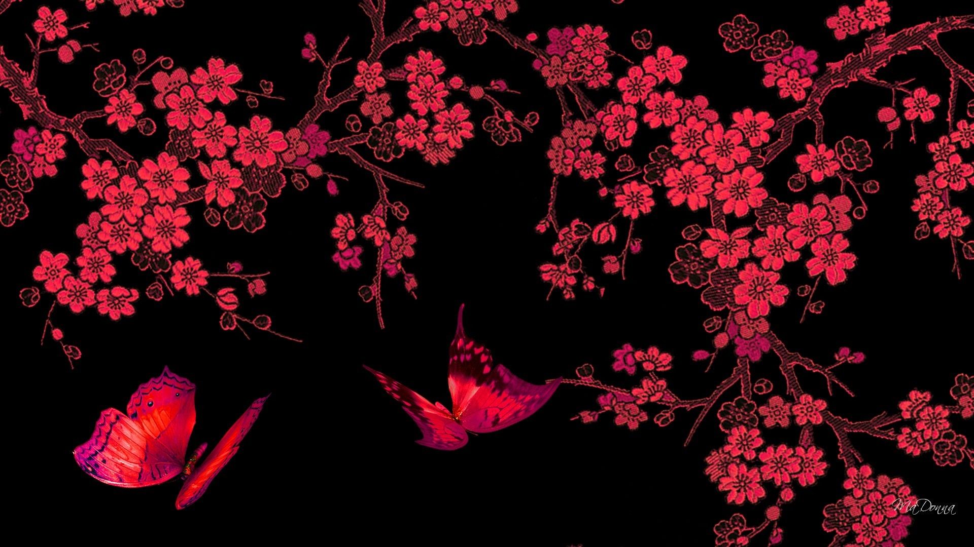 Farfalle rosse e fiori, 1920x1080 Full HD 1080p, Desktop
