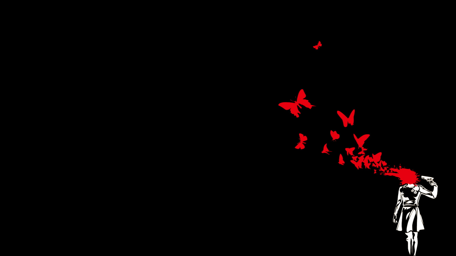 Silhouette con farfalle rosse, 1600x900 HD, PC Desktop