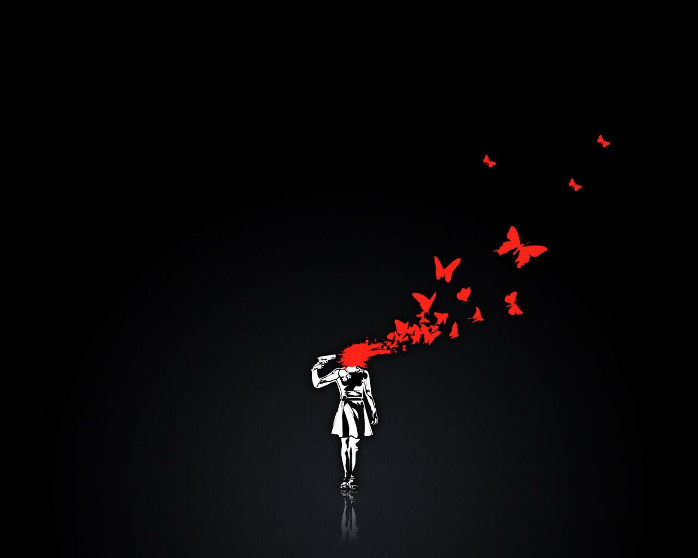 Ragazza con arma e farfalle rosse, 1440x1152 HD, Notebook Gaming
