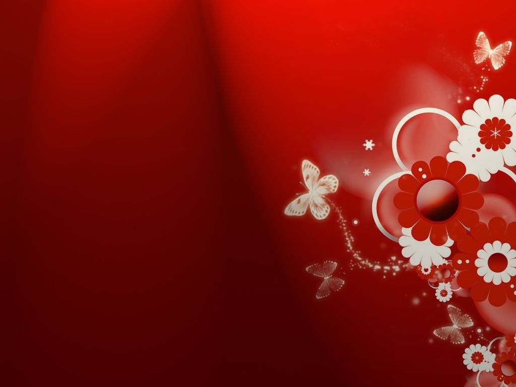 Farfalle bianche fiori rossi, 1024x768 HD, Desktop