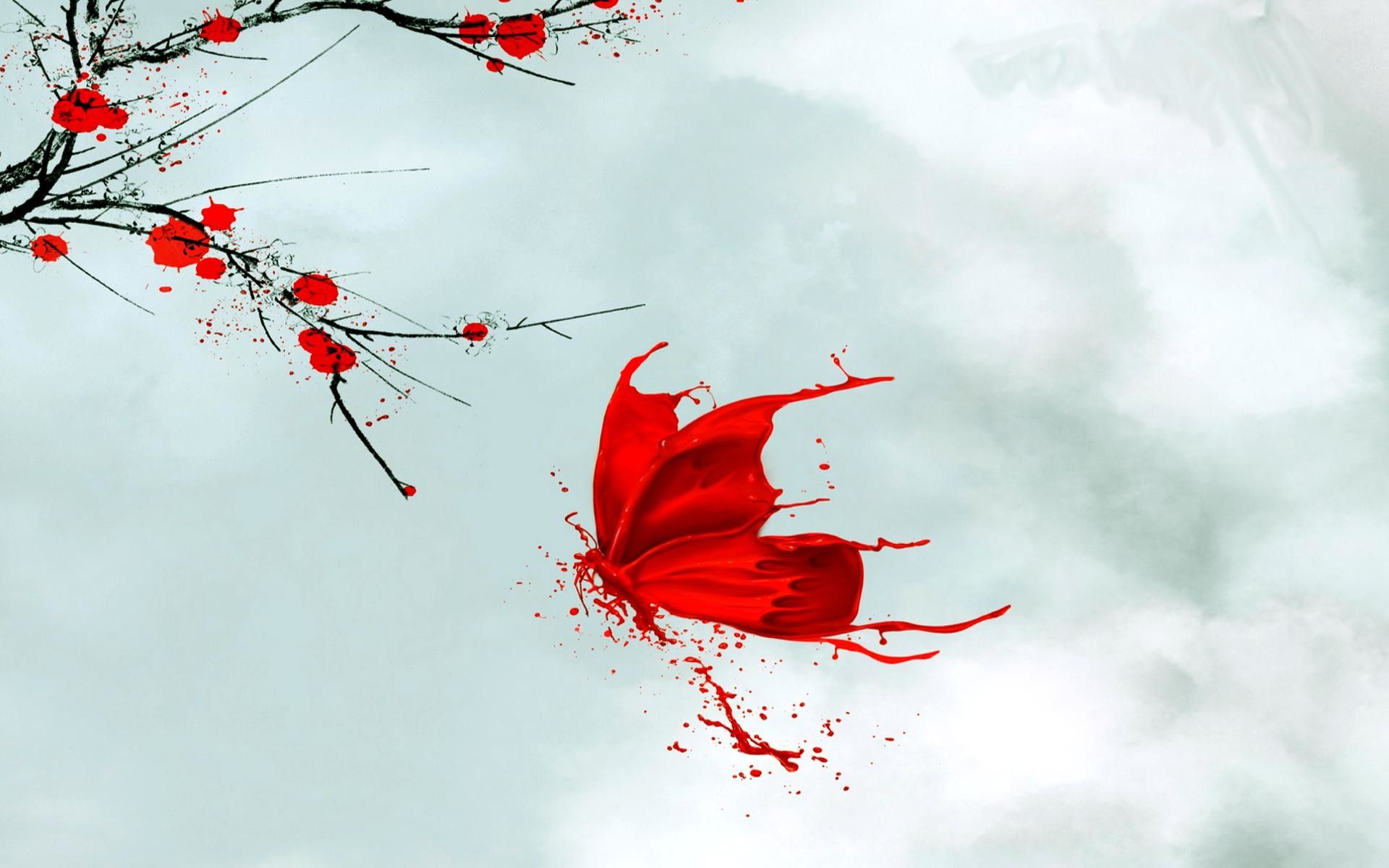 Farfalla rossa e ramo, 1920x1200 Full HD+ WUXGA, iMac