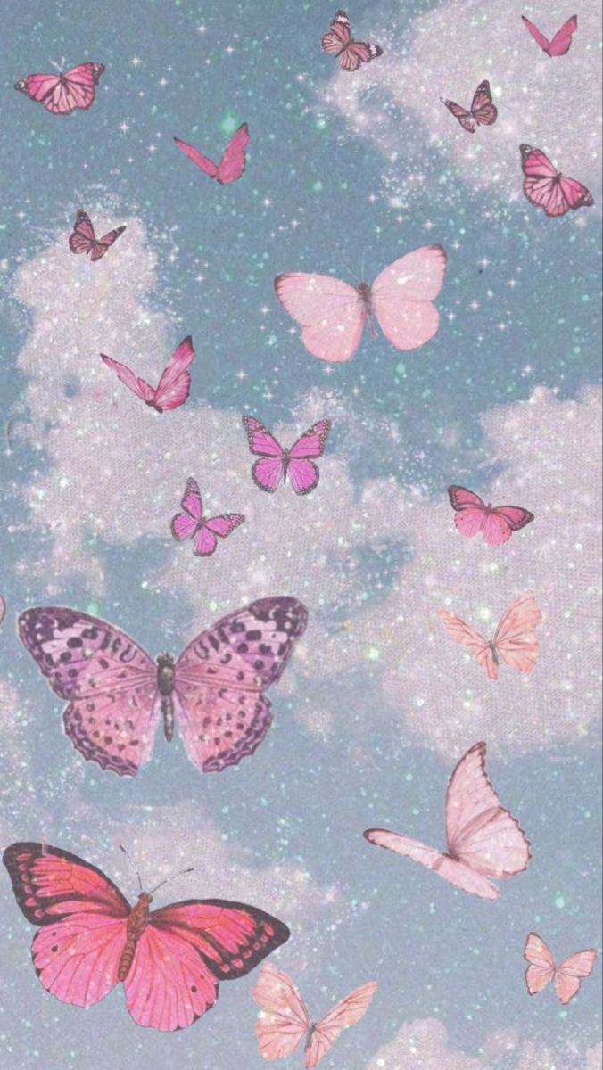 Farfalle rosa cielo stellato, 676x1200 Verticale, OnePlus