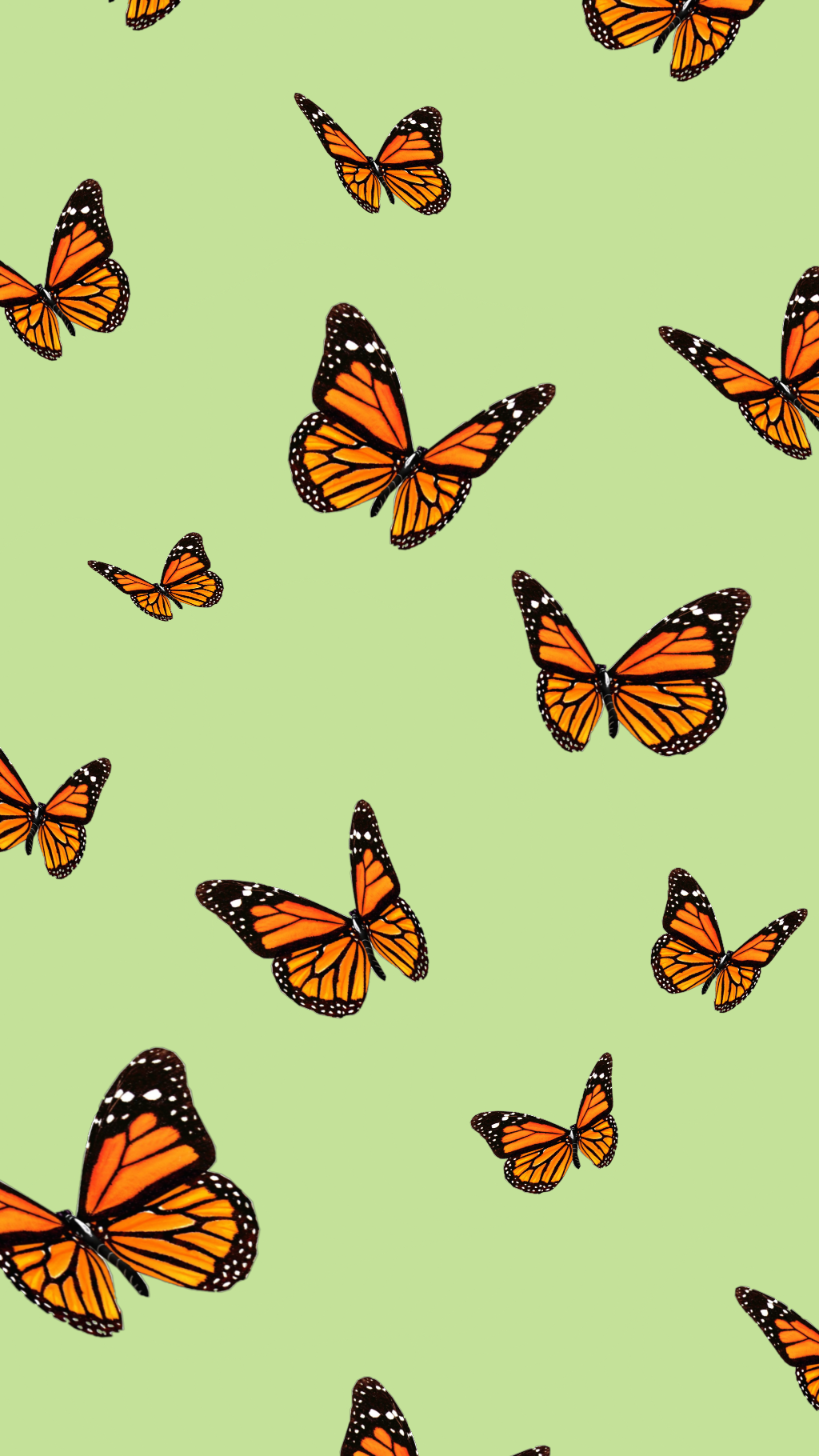 Farfalle monarca su verde, 1024x1820 Verticale, Telefono