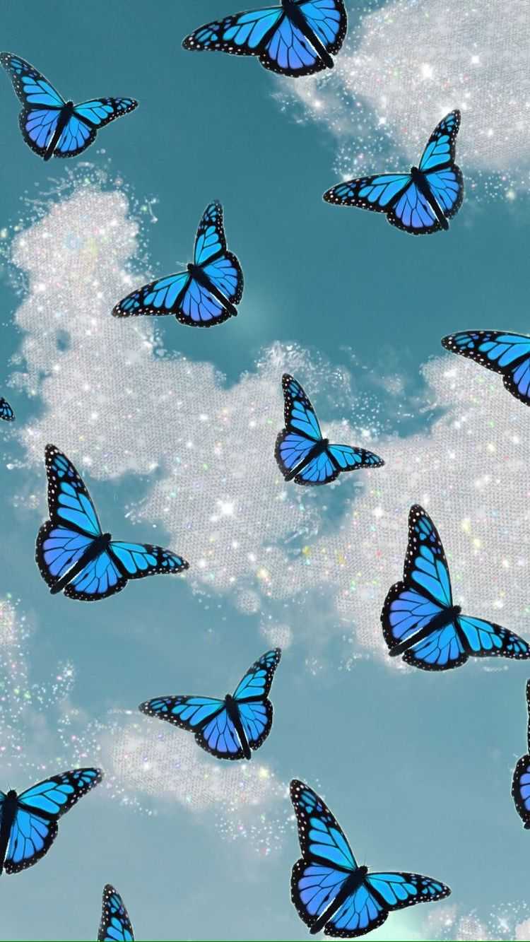 Farfalle blu cielo, 750x1333 Full HD Verticale, iPhone