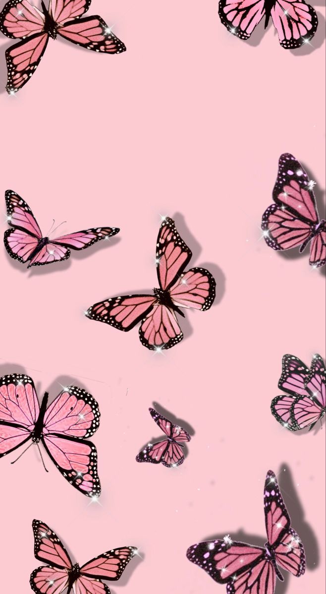 Farfalle rosa su sfondo rosa, 658x1200 Verticale, Mobile
