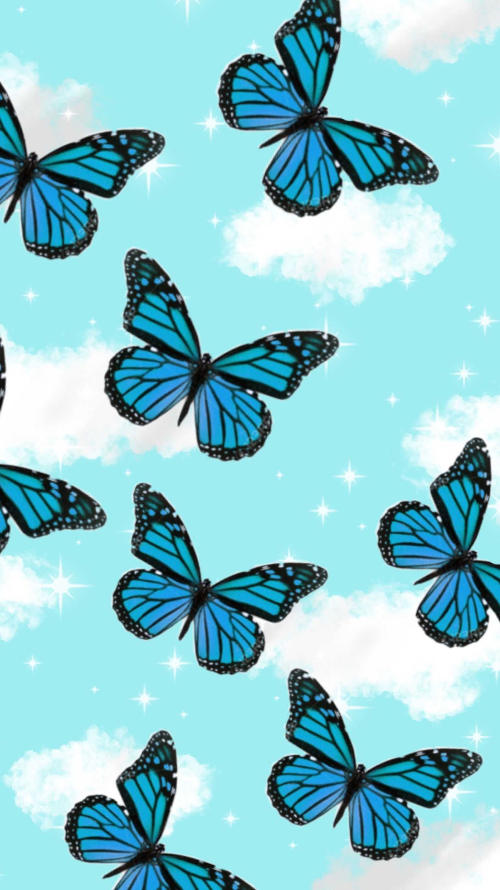 Farfalle blu su cielo, 1591x2828 Verticale, Telefono