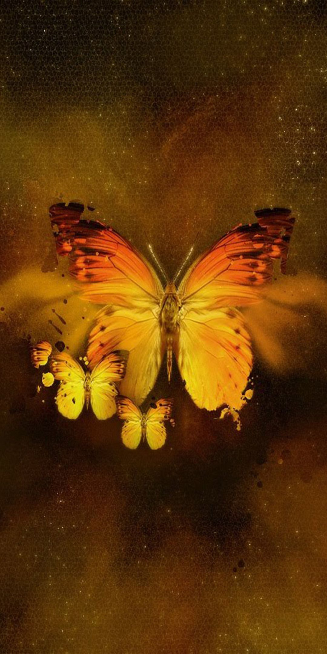 Farfalla arancione dorata astratta, 1080x2160 Verticale, Mobile
