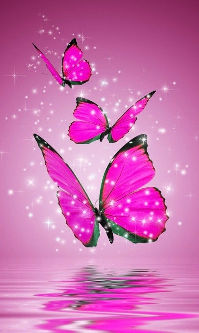 Farfalle rosa su acqua, 768x1280 Verticale, Telefono