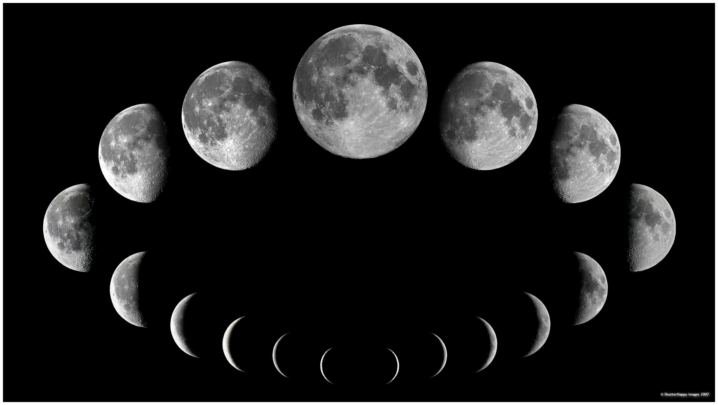 Fasi lunari su sfondo nero, 2420x1364 Hi-Res, iMac