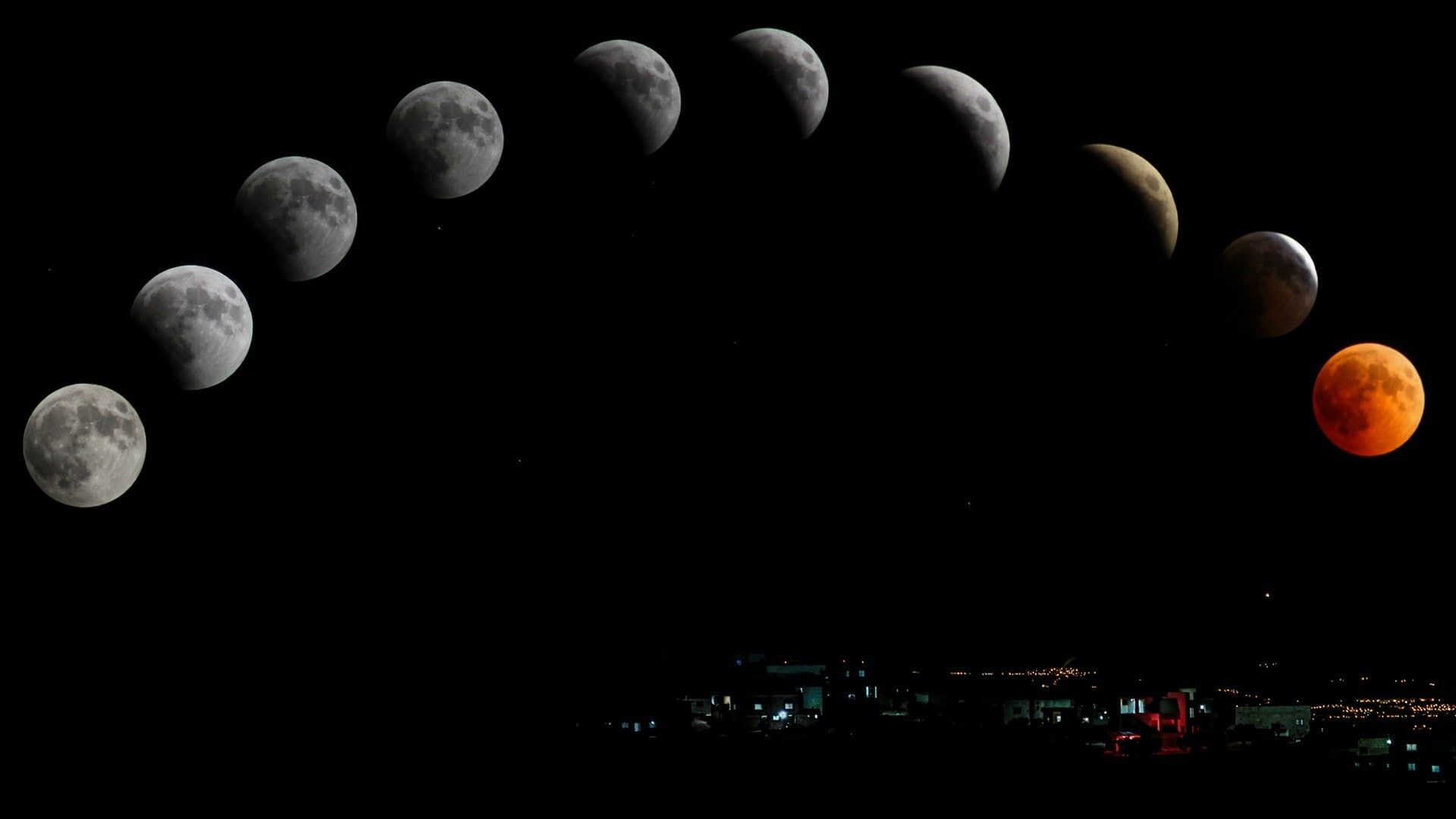 Sequenza fasi lunari eclissi, 1920x1080 Full HD, PC