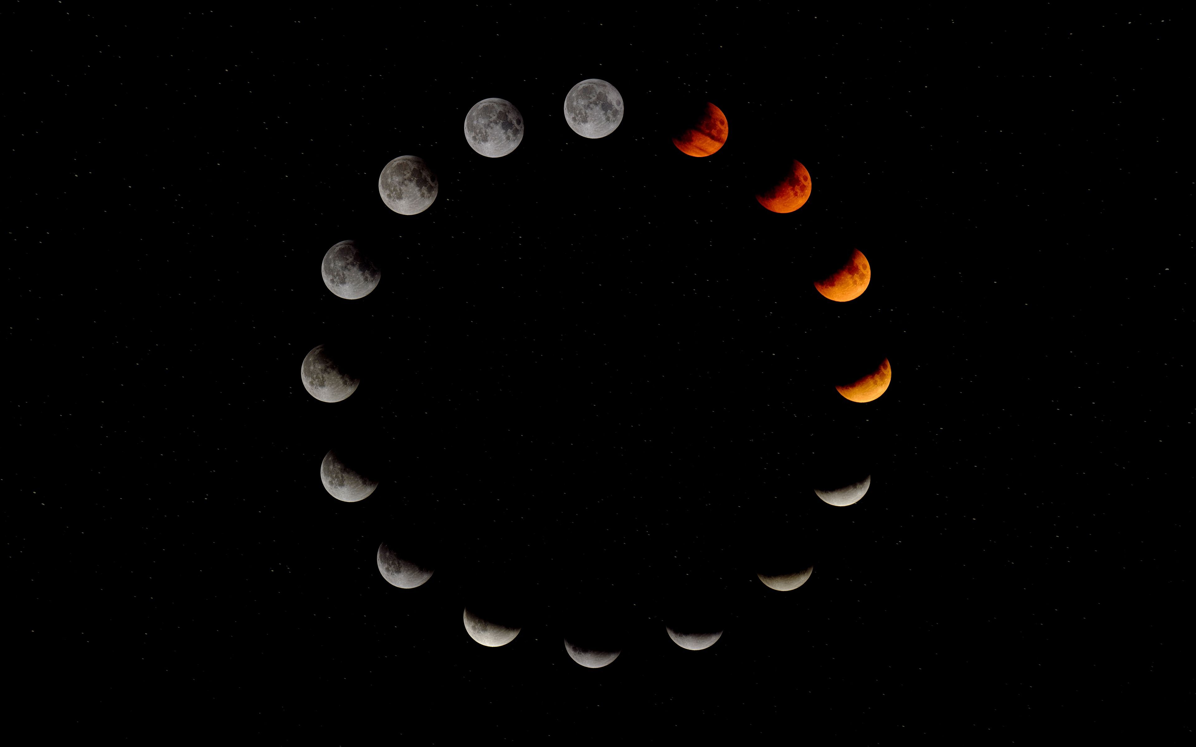 Fasi lunari cerchio eclissi, 3840x2400 4K Ultra HD, Monitor 4K