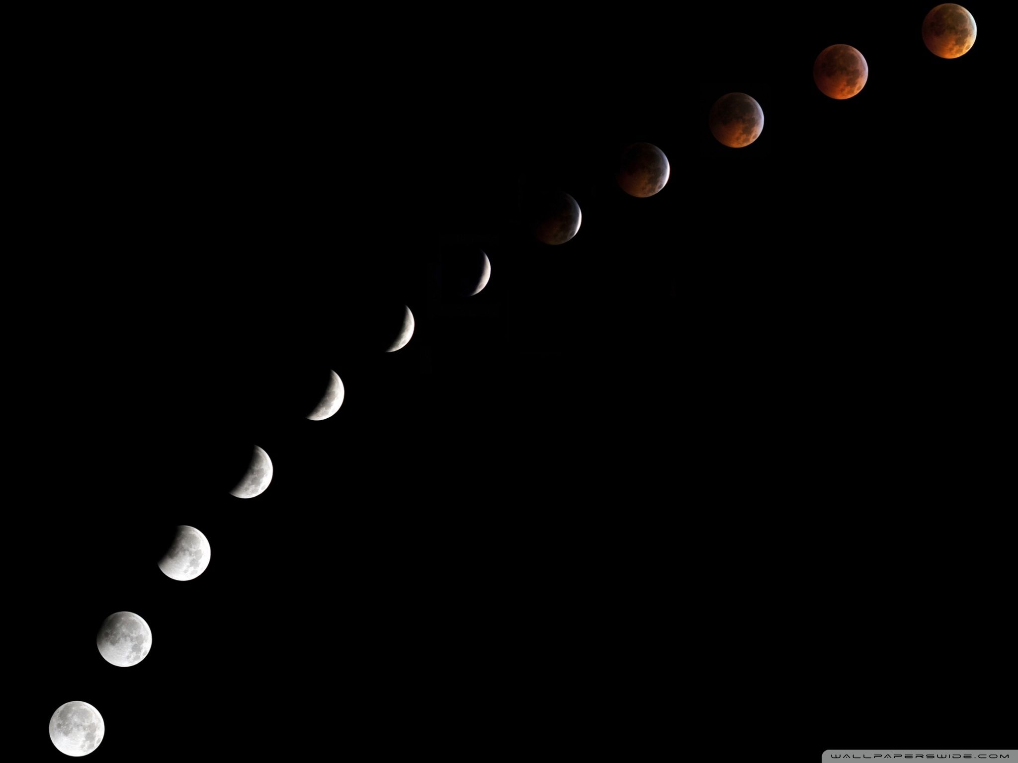 Fasi lunari eclissi luna rossa, 2048x1536 alta risoluzione, PC Desktop