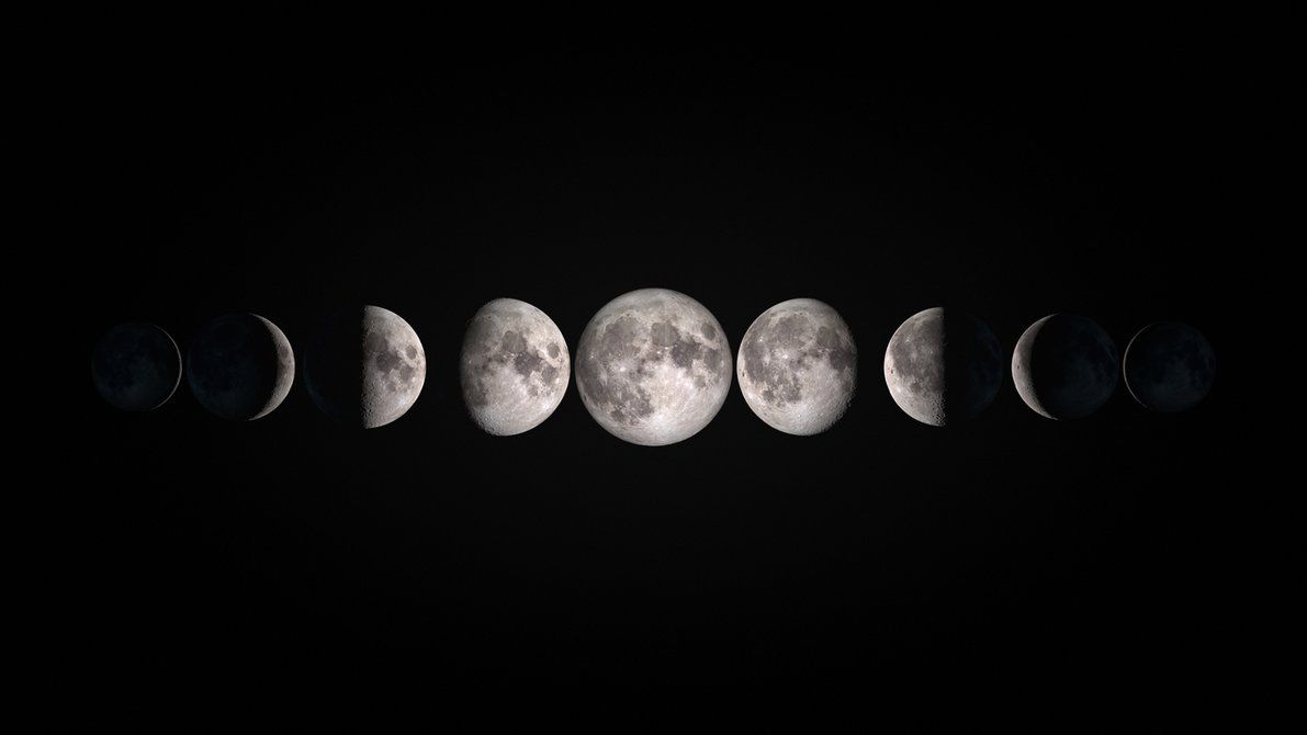 Fasi lunari su nero, 1191x670 HD, Laptop
