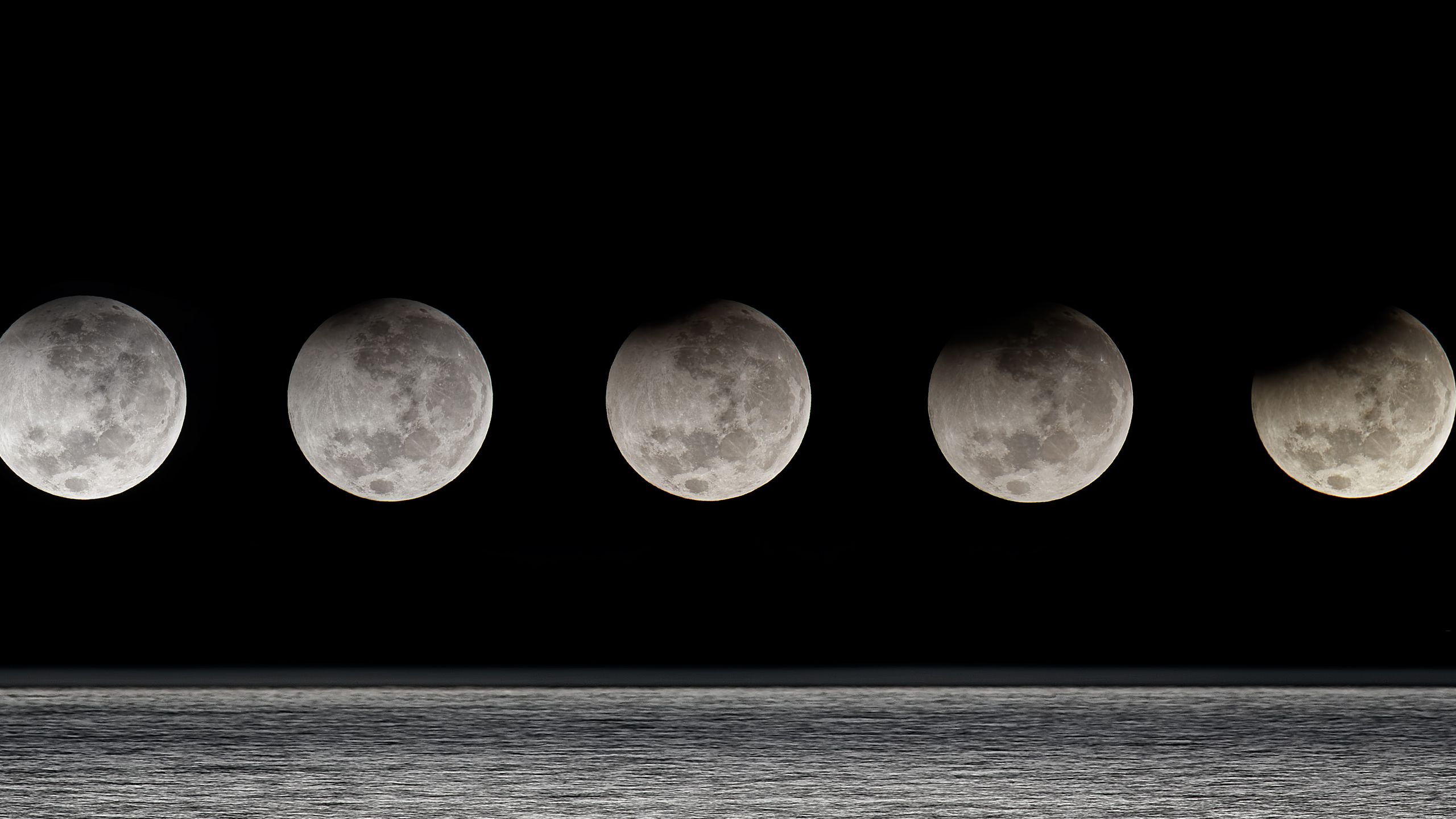 Fasi lunari sopra oceano, 2560x1440 1440p, Desktop