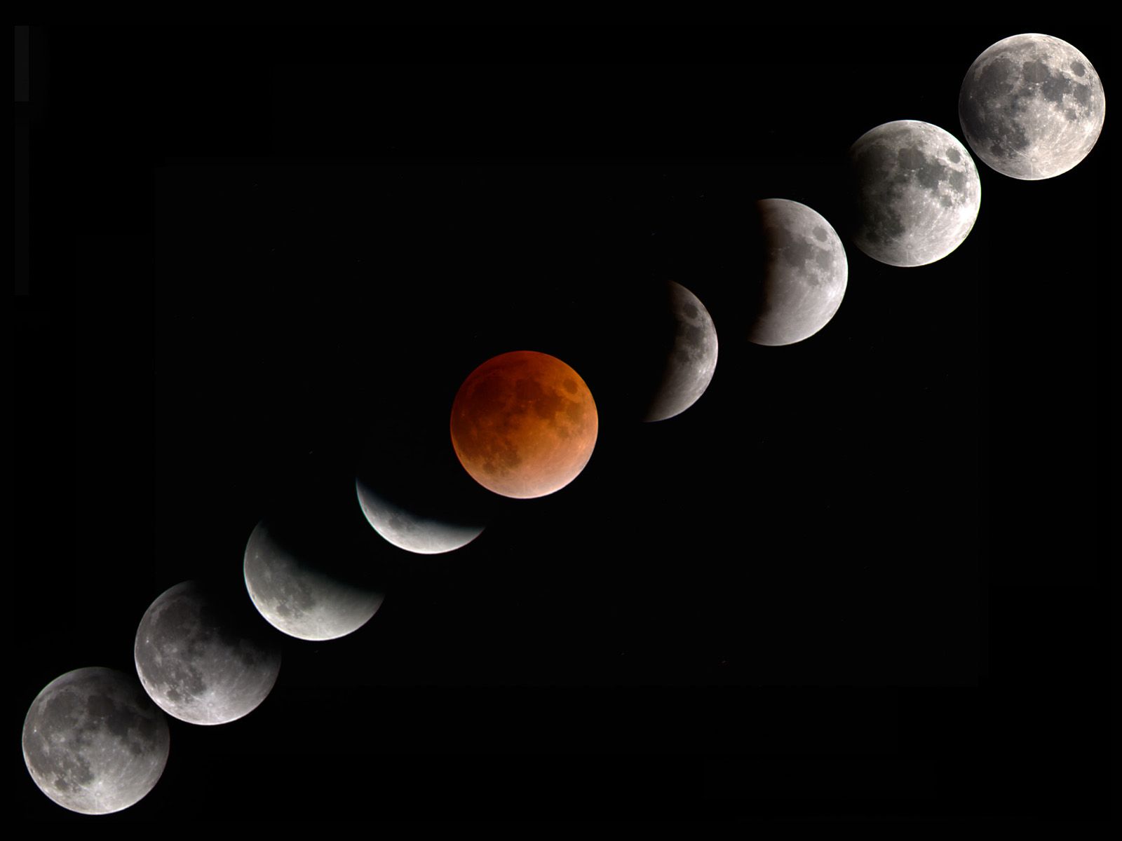 Fasi lunari eclissi luna rossa, 1600x1200 900p, Desktop