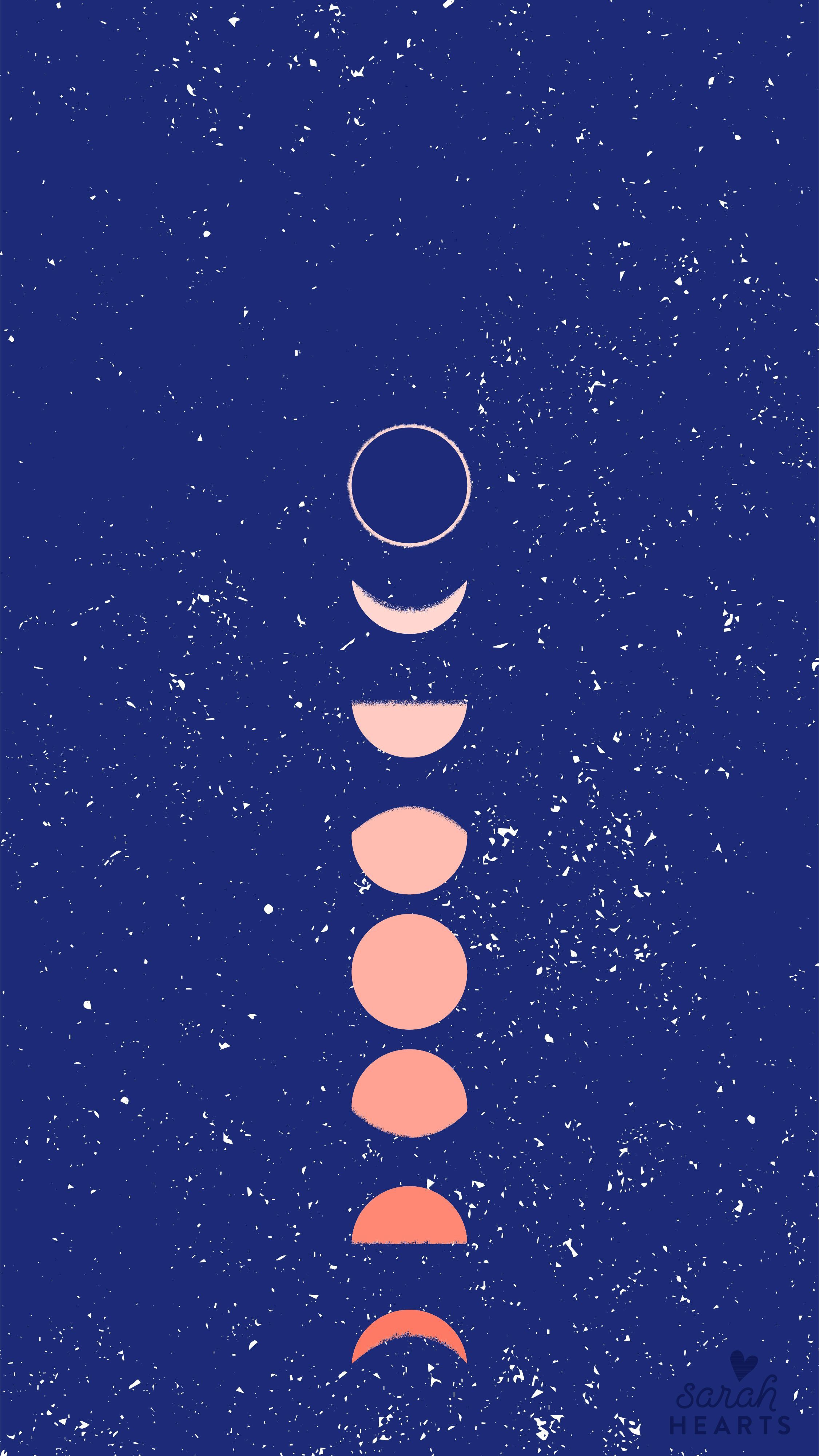 Fasi lunari blu e corallo, 2251x4000 Verticale, Mobile