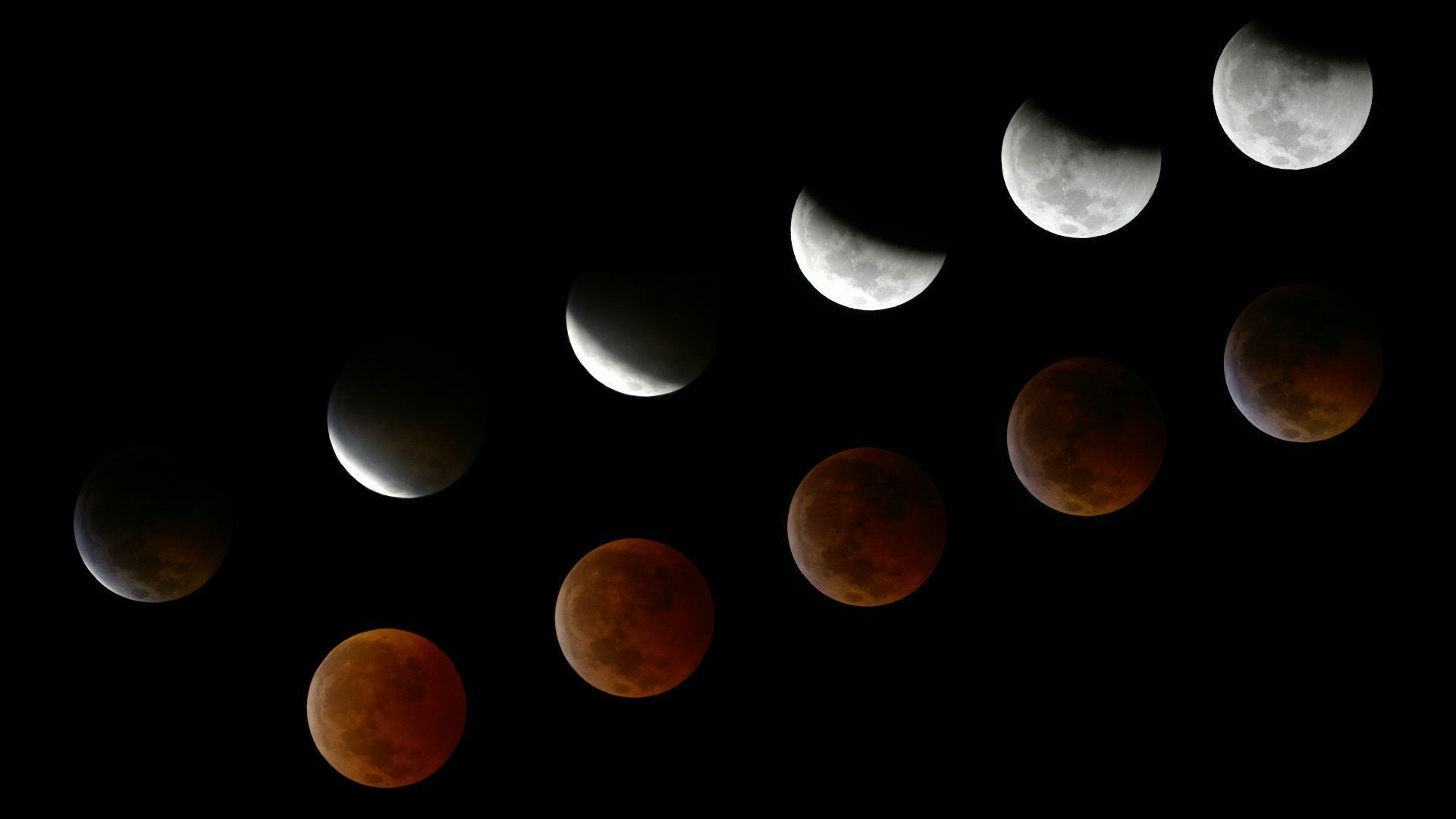 Sequenza fasi eclissi lunare, 1920x1080 Full HD 1080p, PC