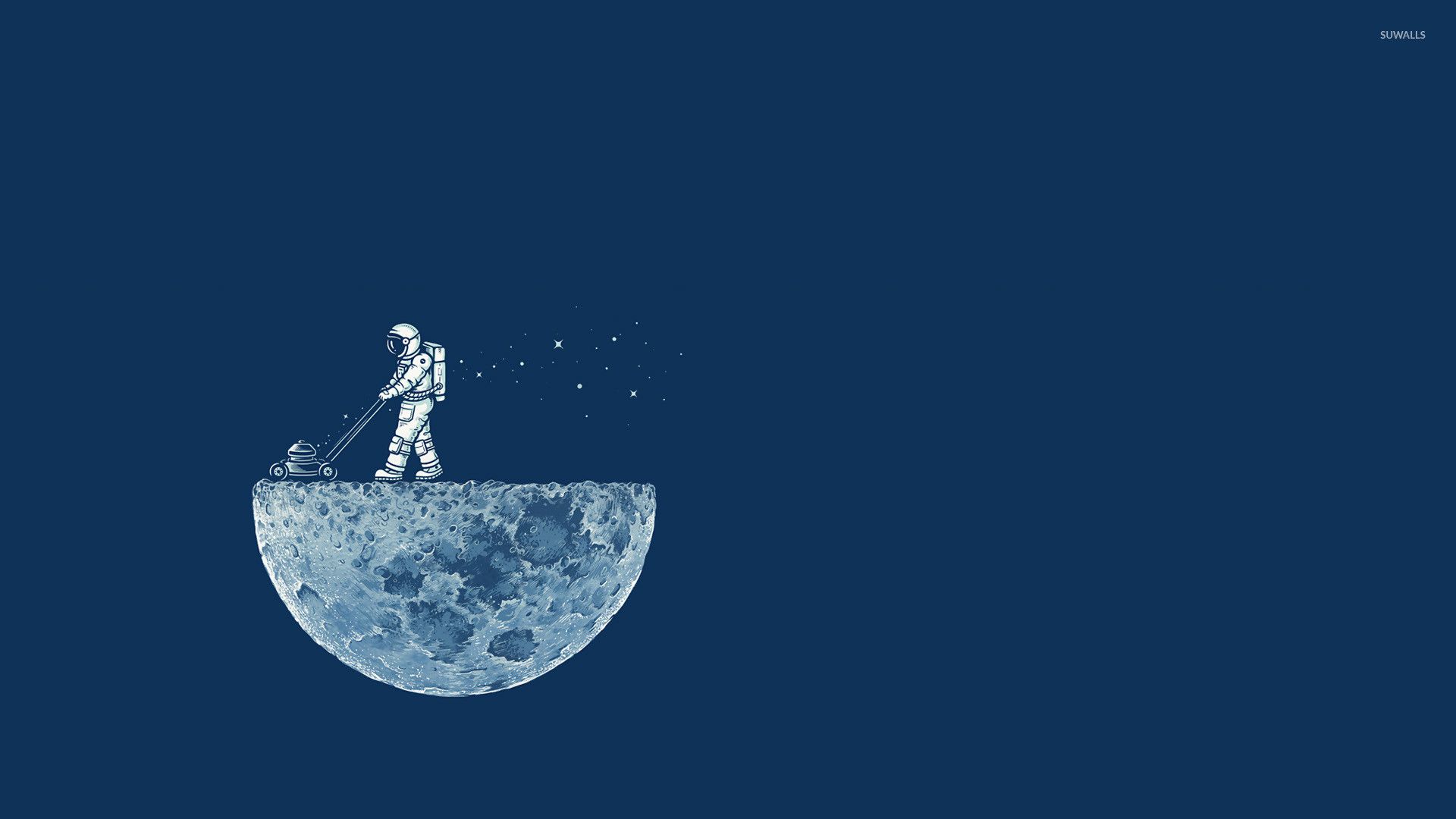 Astronauta rastrella mezza luna, 1920x1080 Full HD 1080p, Desktop