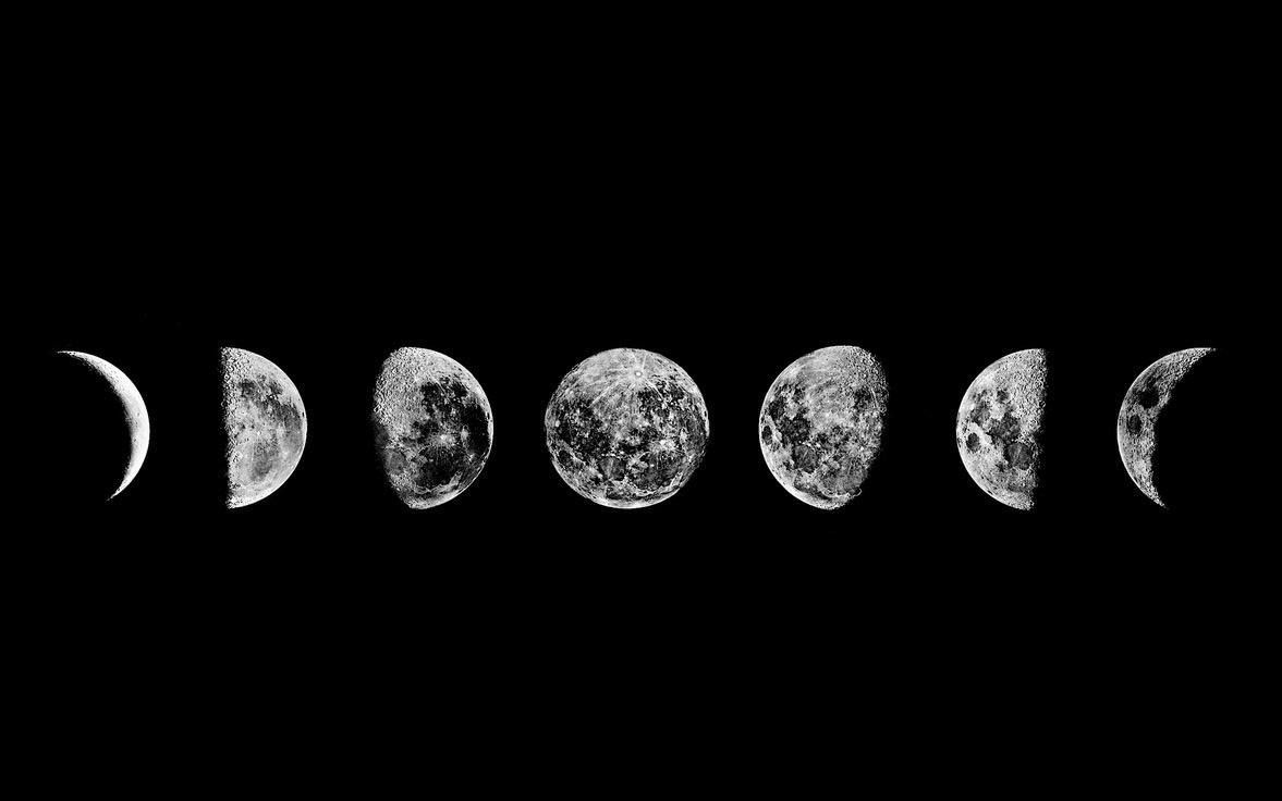 Fasi lunari sfondo nero, 1177x736 HD, Desktop