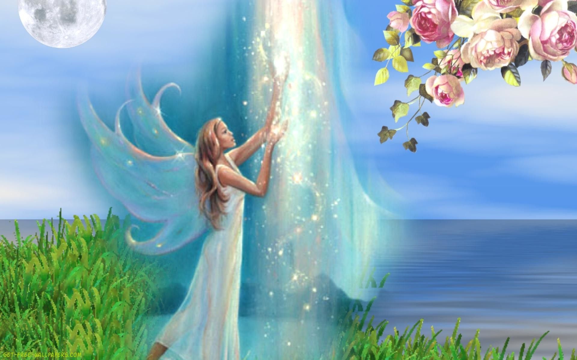 Fata con luce magica e rose, 1920x1200 Full HD+ WUXGA, Desktop