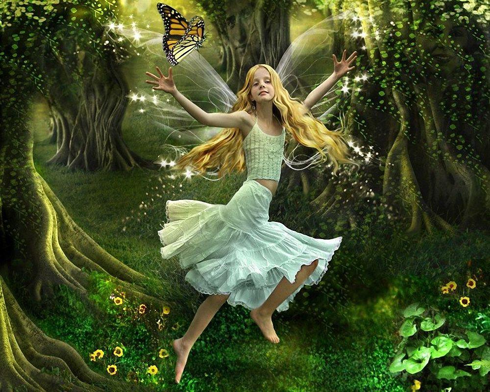 Fata bambina nella foresta, 1000x800 HD, Desktop