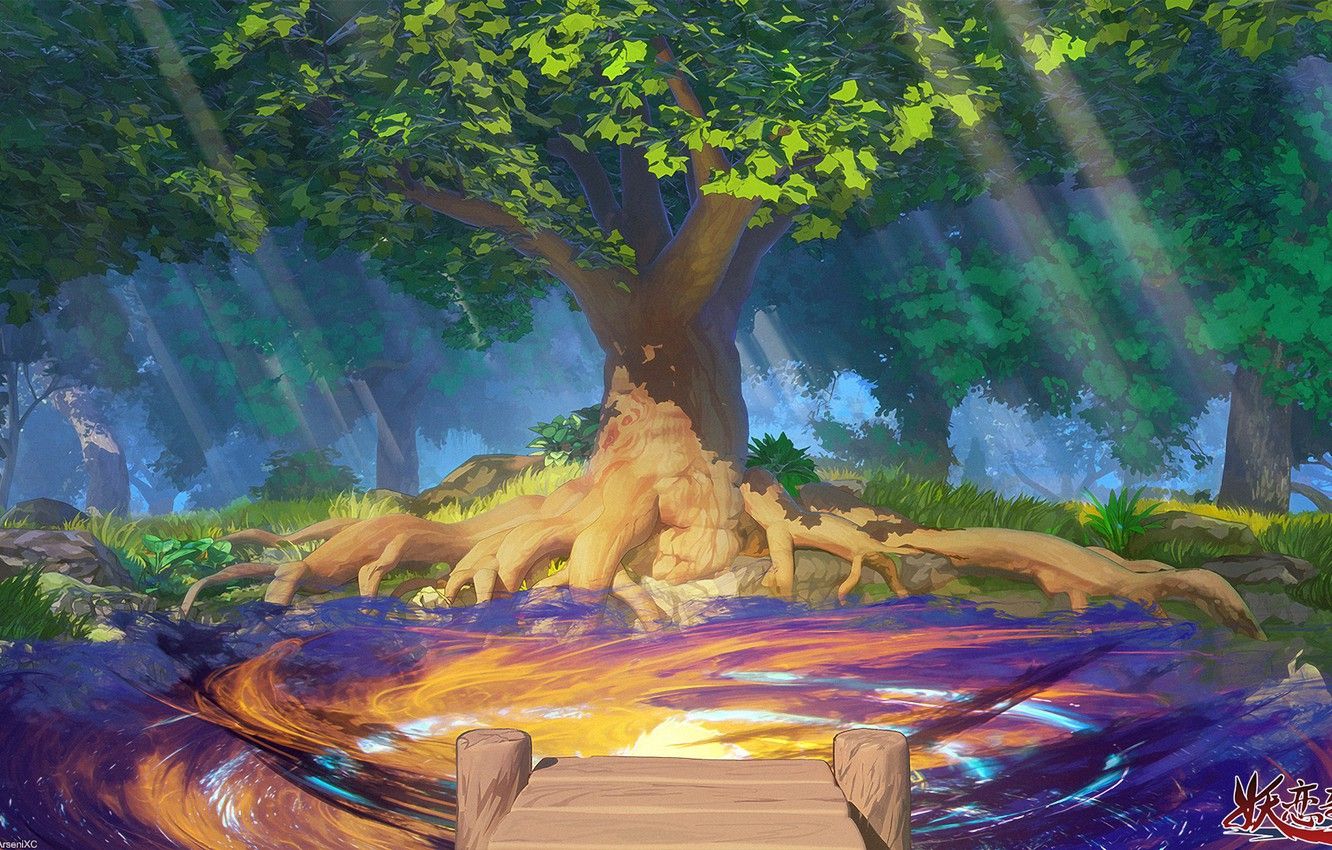 Albero magico foresta incantata, 1332x850 HD, Desktop
