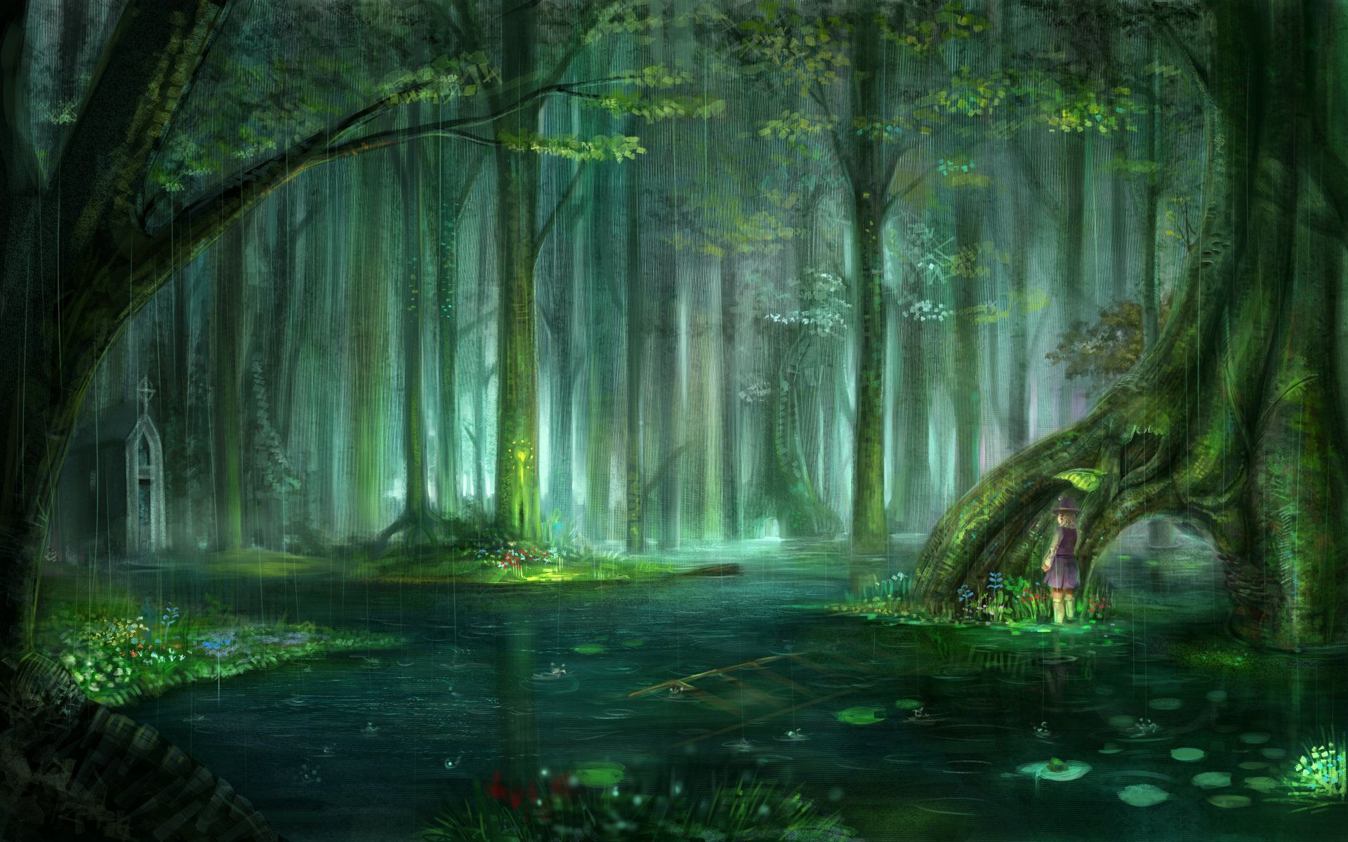 Fata nella foresta verde, 1920x1200 Full HD+ WUXGA, Desktop