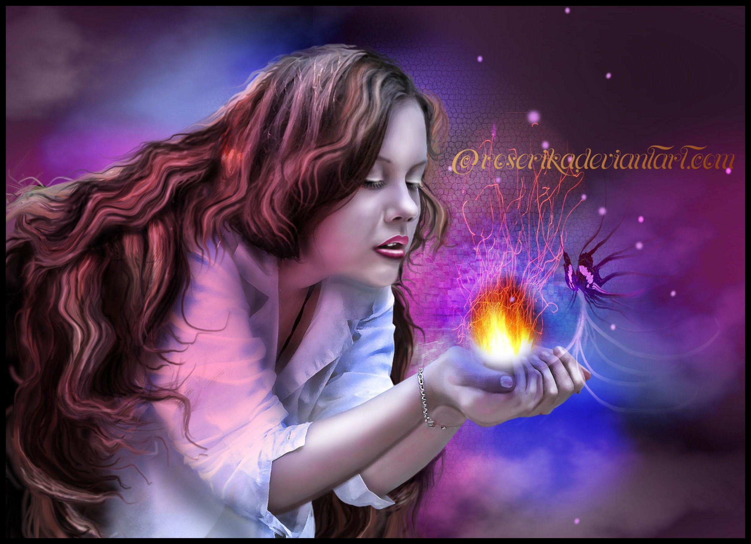 Fata ragazza con farfalla luminosa, 2540x1840 2K, iMac
