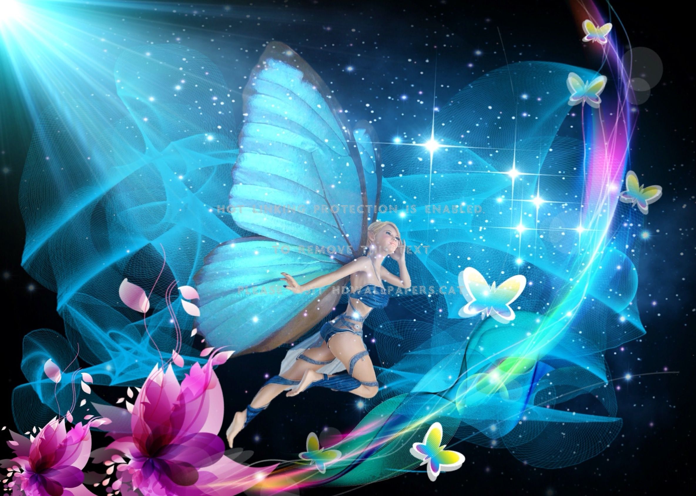 Fata farfalla blu fantasy, 2369x1688 2K, PC