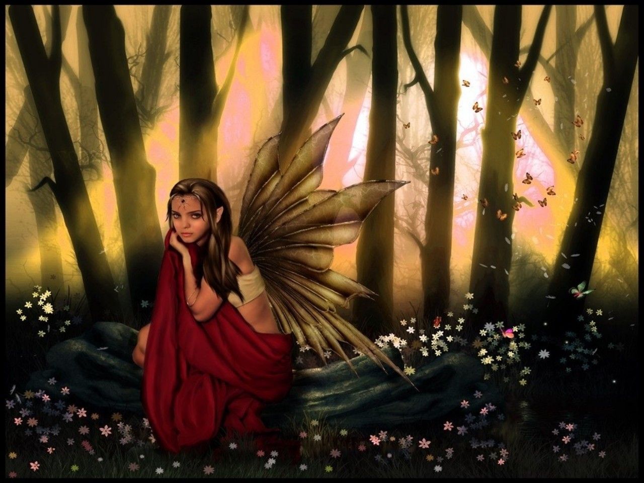 Fata con farfalle nel bosco, 1280x960 HD, Desktop