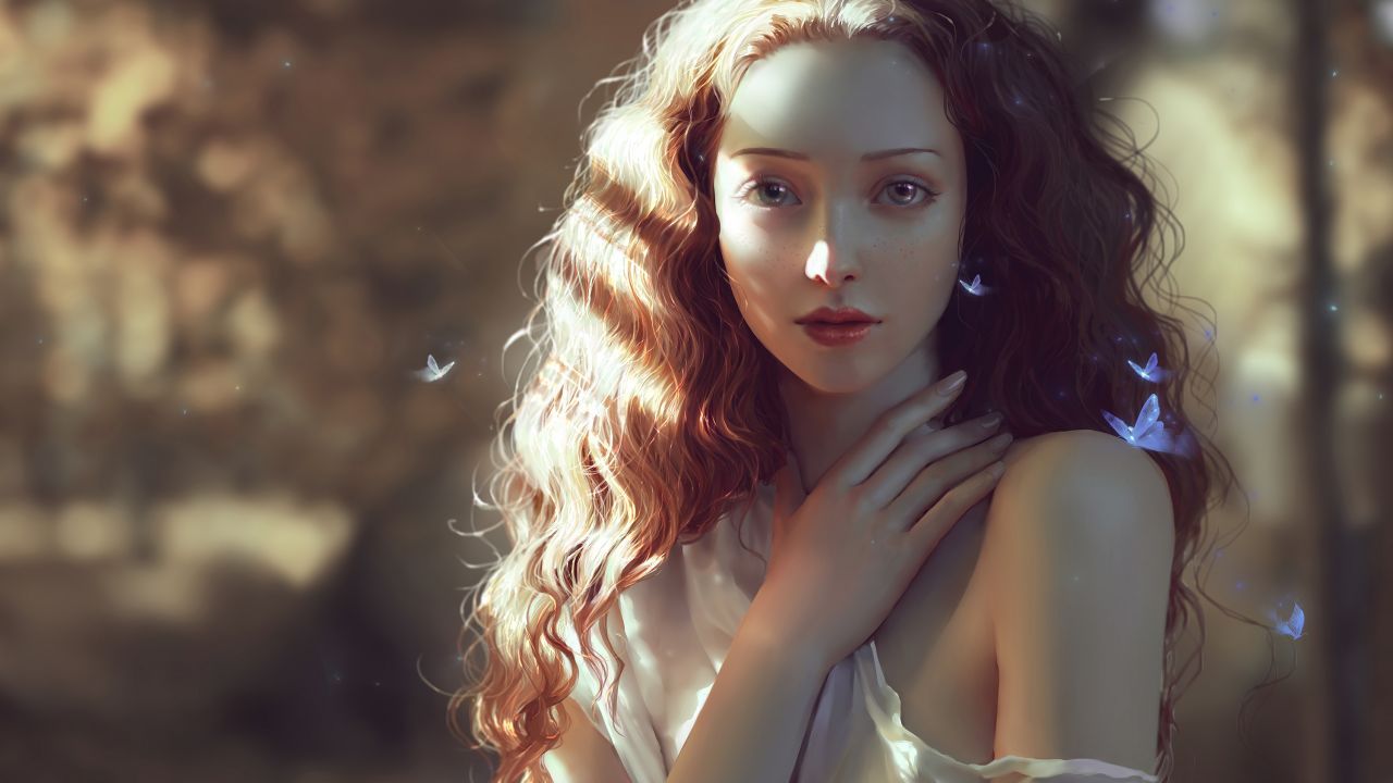 Ragazza fata con farfalle, 1280x720 HD, Desktop