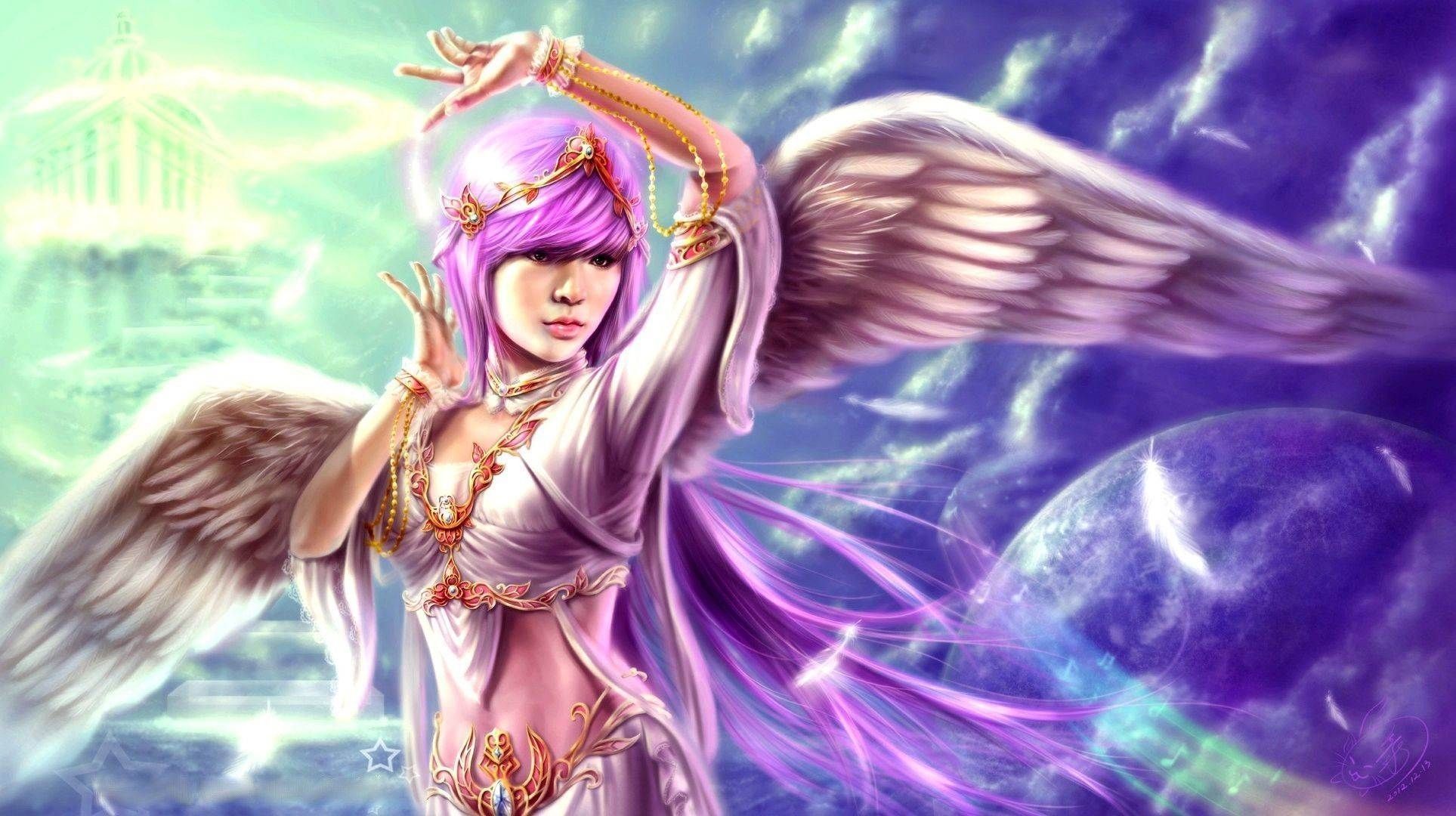 Fata alata capelli viola, 1927x1080 Full HD 1080p, Laptop