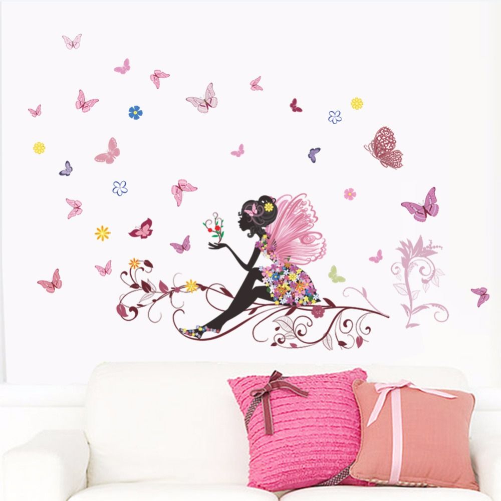 Fata dei fiori con farfalle rosa, 1000x1000 HD, Desktop