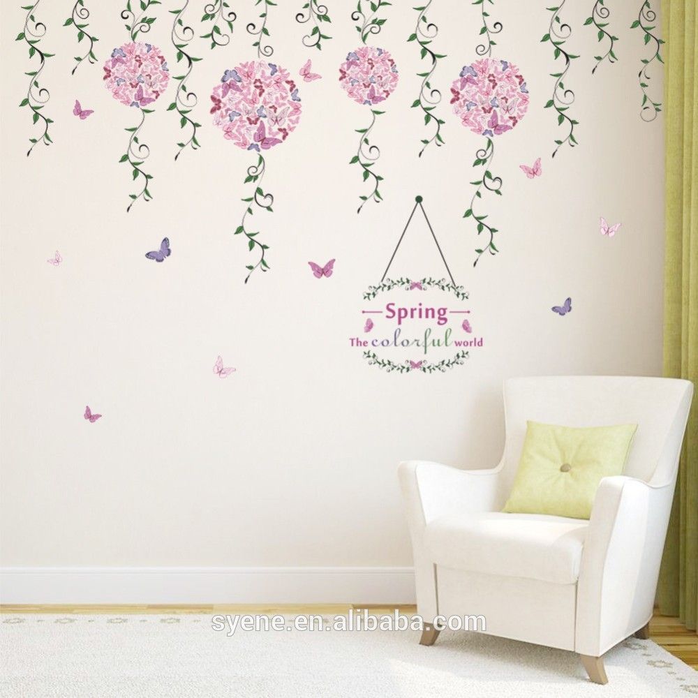 Adesivi murali fiori rosa farfalle, 1000x1000 HD, iMac