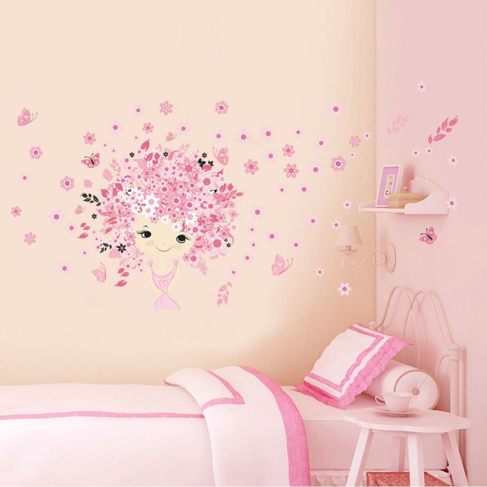 Fatina fiori adesivo murale rosa, 1000x1000 HD, Laptop