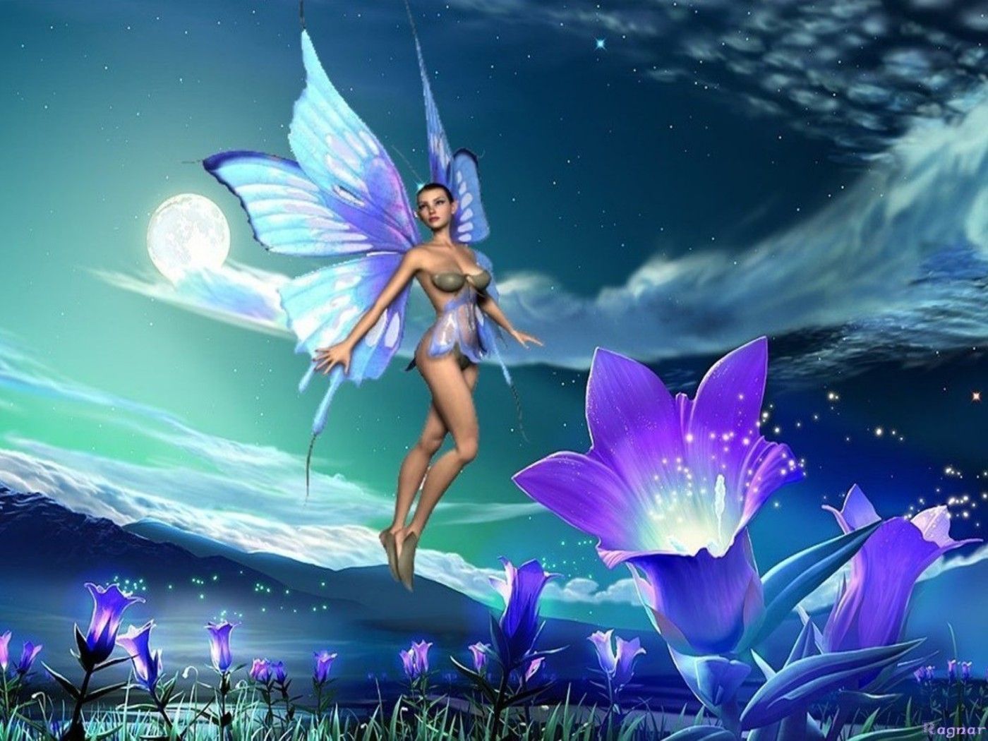 Fata viola con fiori, 1400x1050 HD, Desktop